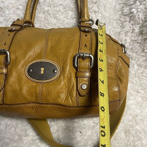 Fossil long live vintage Pebbled Leather Marlow tan Satchel/Shoulder bag . - Picture 7 of 14